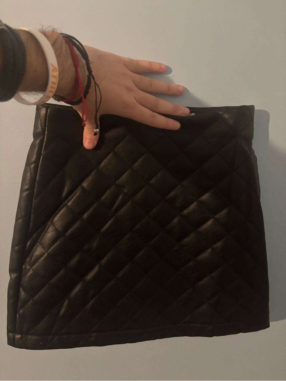 Quilted Faux Leather Mini Skirt - Black size 0